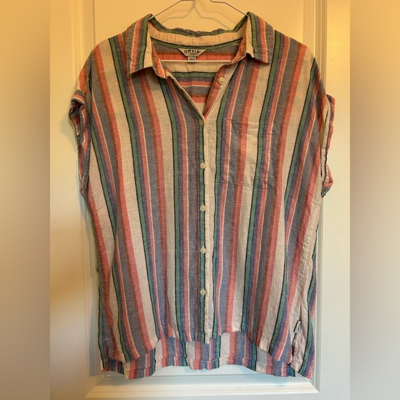 Orvis linen Striped Button-Up Shirt - Picture 4 of 6
